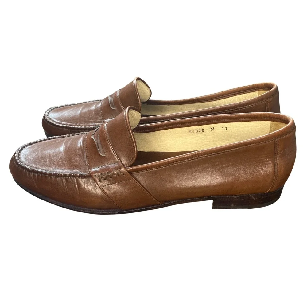 Bruno Magli Mens Keene Penny Loafers Brown Leather Made in Italy Size 11 M